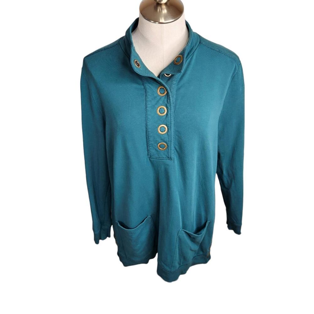 Soft Surroundings Lakshmi Pullover Tunic Womens Petite Medium Teal